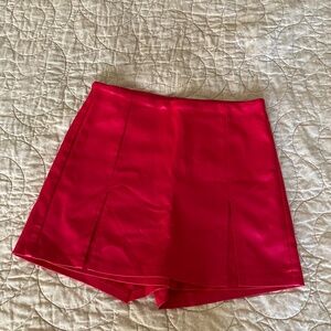 Sassy Red Apperloth A High Waisted PU Leather Skort
